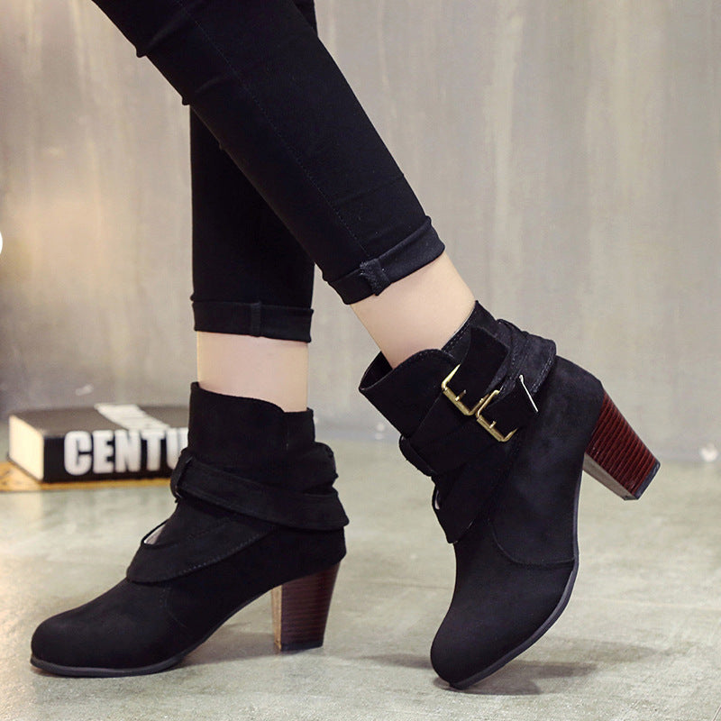 Suede Block Heel Ankle Boots
