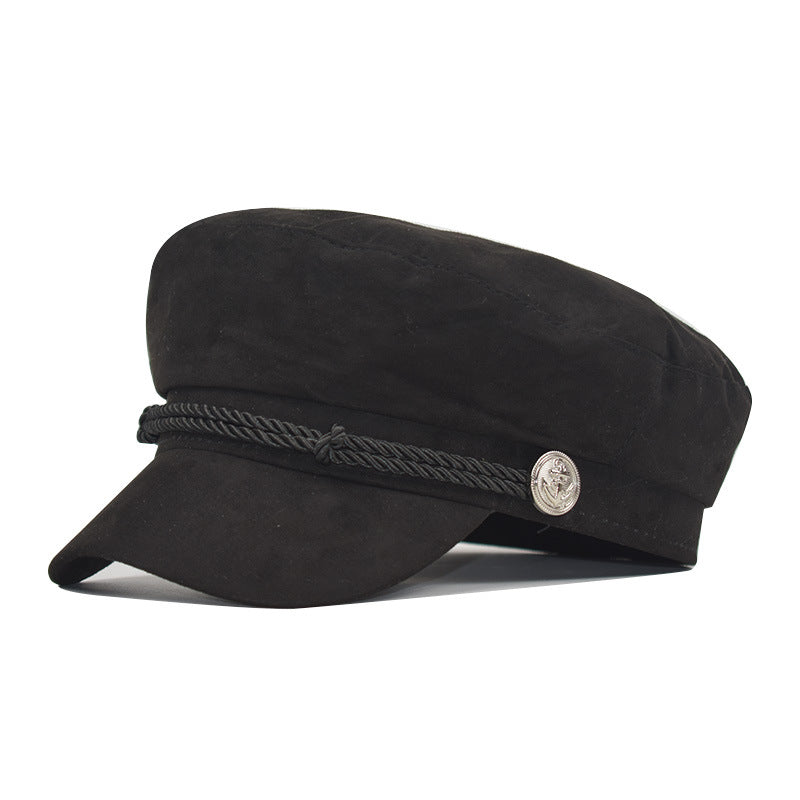 Casquette en velours de daim avec bord et dessus plat en 3 couleurs