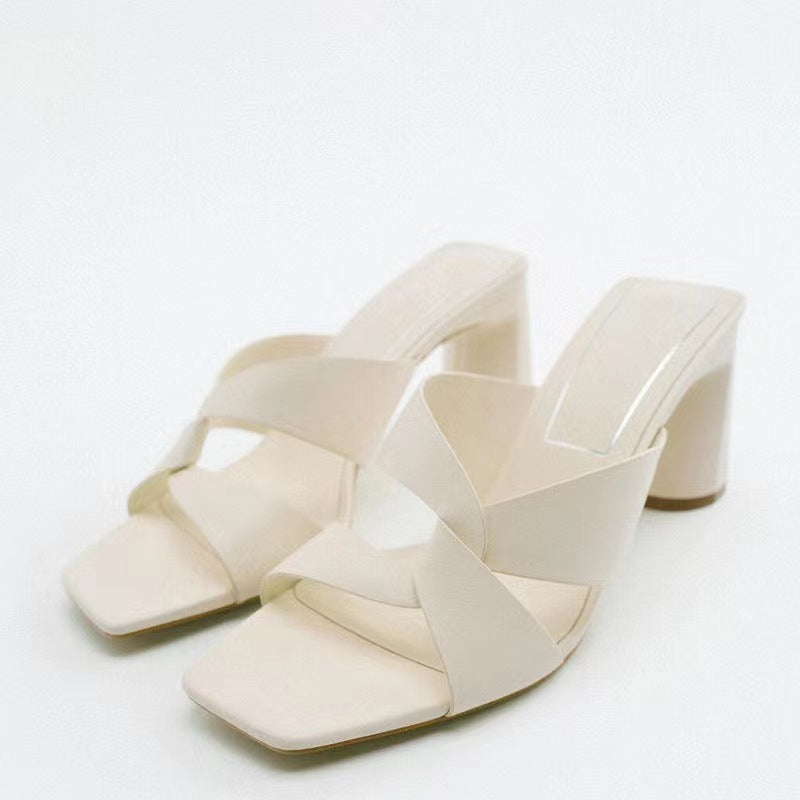 Square Toe High Heel Sandals in 3 Colors