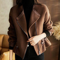 Long Sleeve Short Woolen Jacket S-4XL