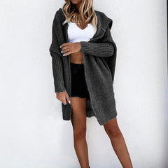 Loose Fit Strickjacke mit Kapuze in 3 Farben S-XXL