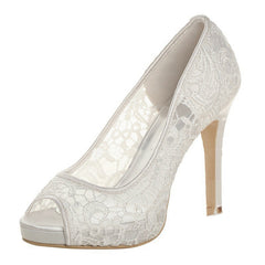 Open Toe Lace Stilettos in 4 Colors