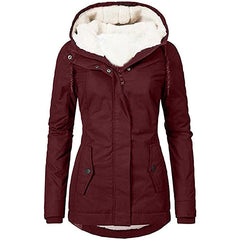 Solid Color Fleece-Lined Hooded Jacket