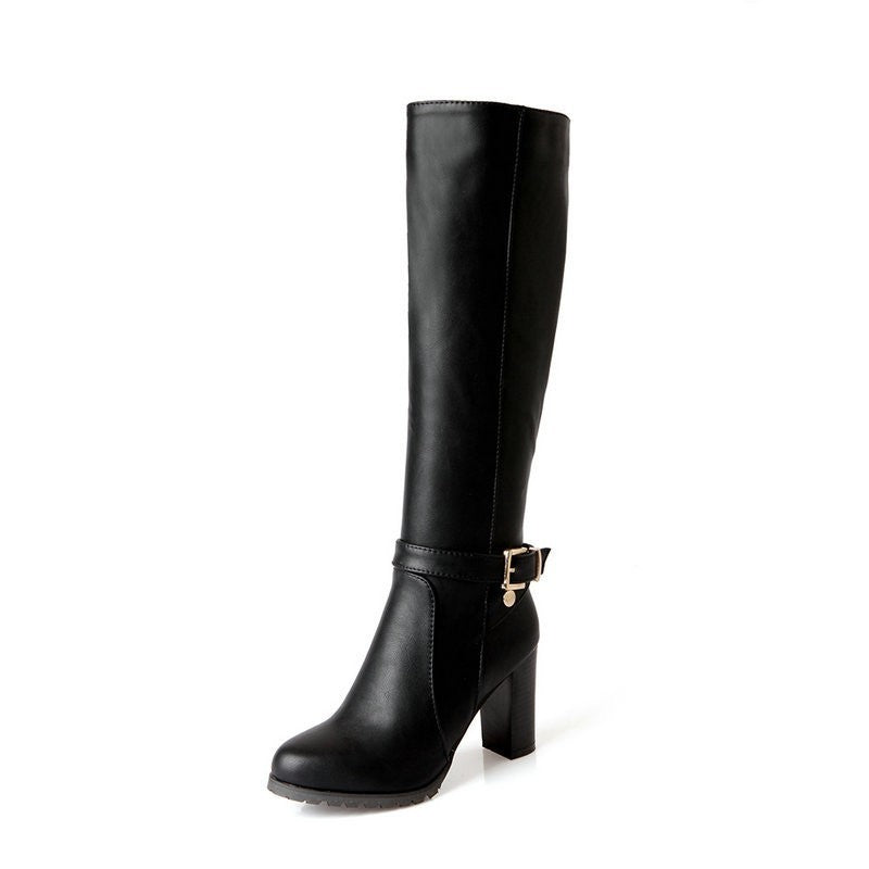 Block Heel Knee High Boots
