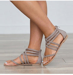 Criss Cross Flat Roman Sandals with Closed Heel