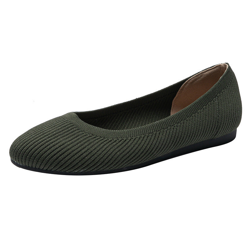Solid Color Slip On Flats with Round Toe