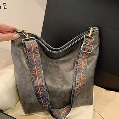 Shoulder Messenger Bag with Patterned Wide Adjustable Strap in 7 Colors