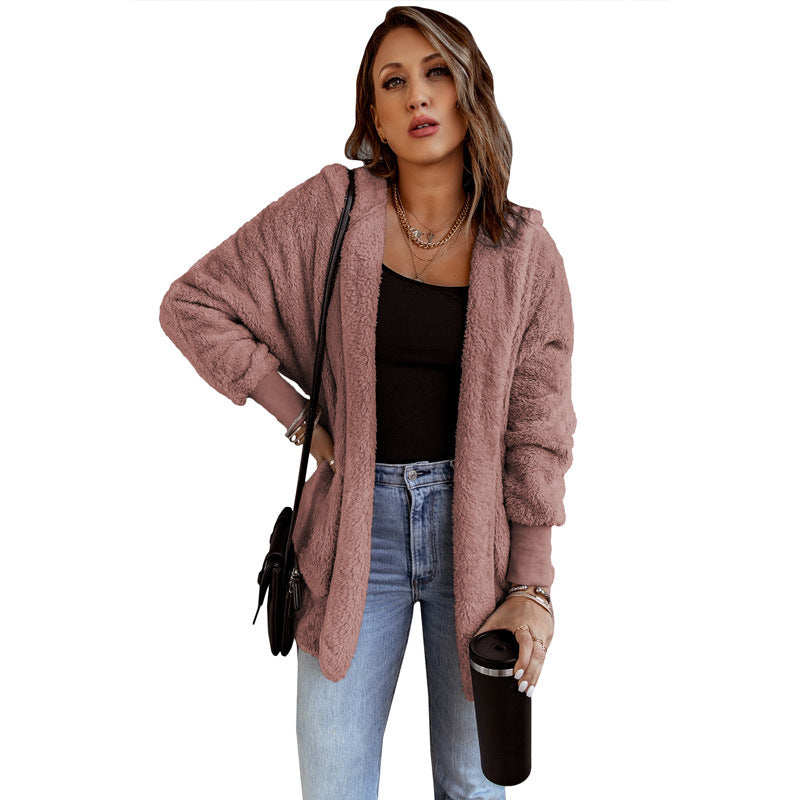 Plüschiger Langarm-Cardigan in 7 Farben S-3XL