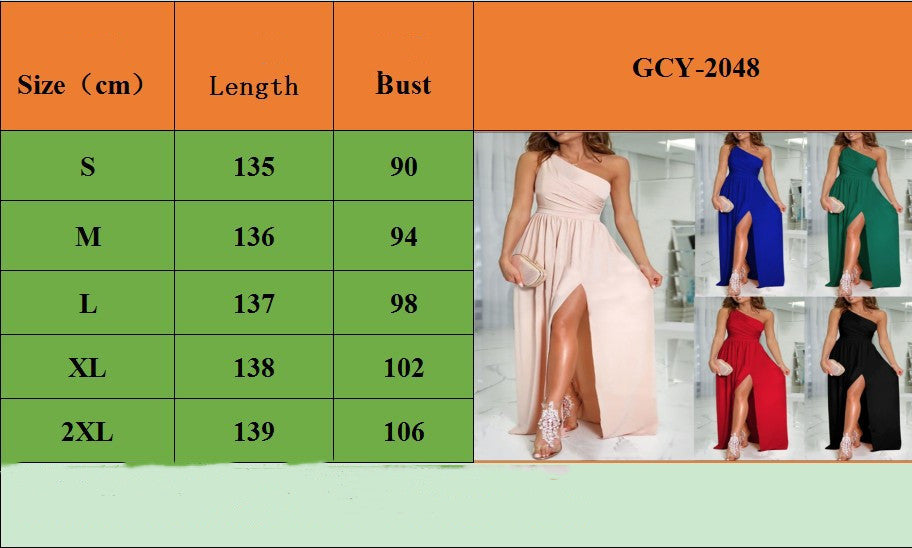 One Shoulder High Waist Maxi Evening Dress in 5 Colors S-XXL