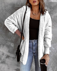 Plüschiger Langarm-Cardigan in 7 Farben S-3XL