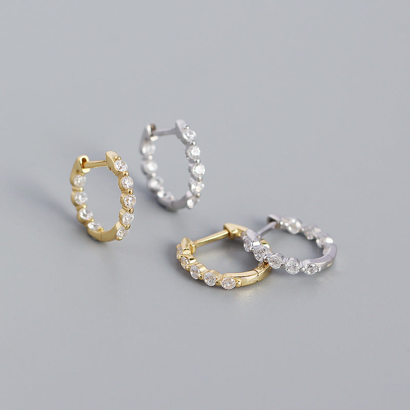 Sterling Silver Zircon Diamond Loop Earrings