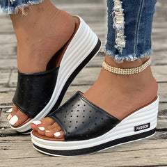 Slip-On High Heel Wedge Sandals