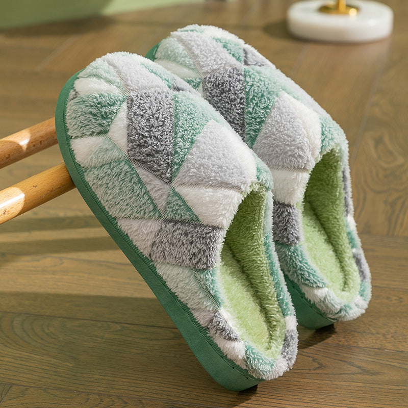 Patchwork Plush Warm Bedroom Slippers in 5 Colors