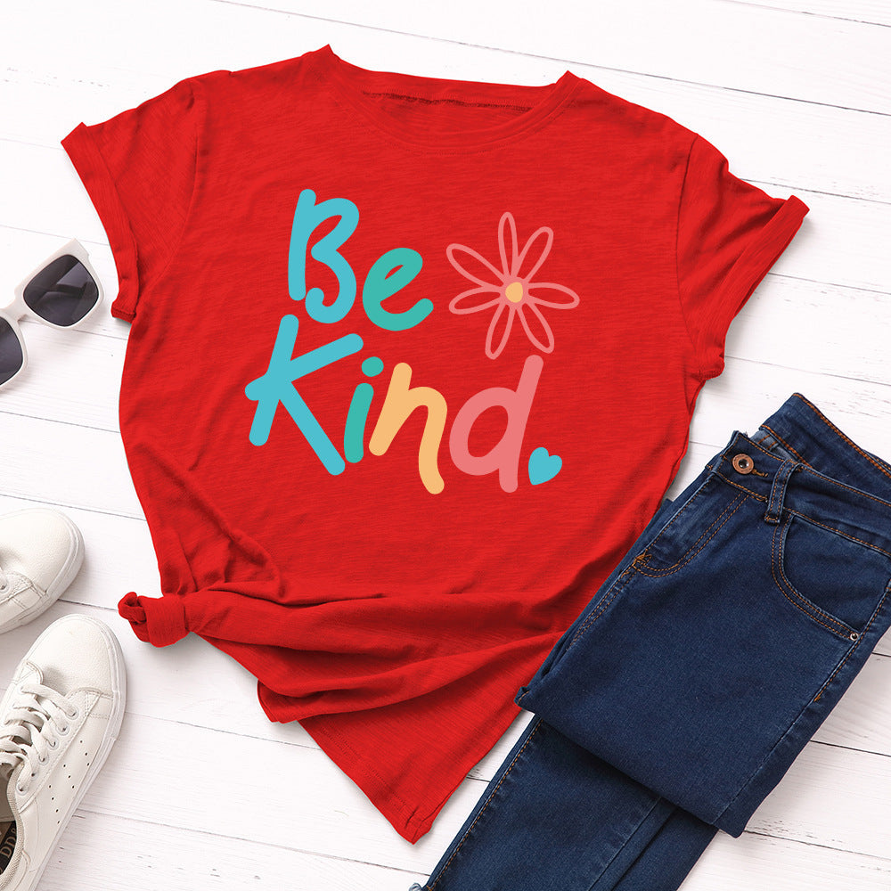 Be Kind Rundhals-Kurzarm-Top in 6 Farben XS-5XL