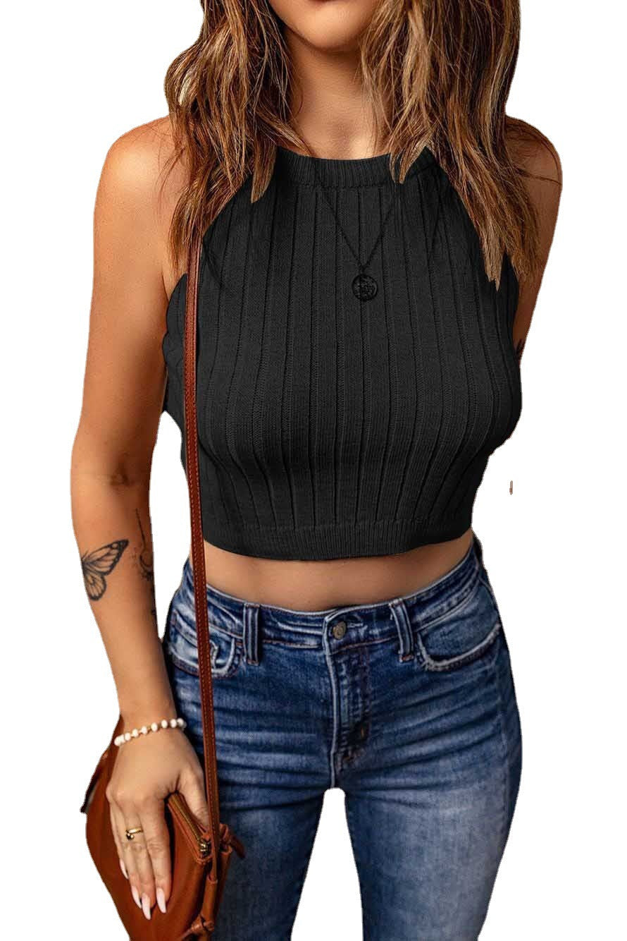 Cropped Sleeveless  Knit Top in 7 Colors S-XL