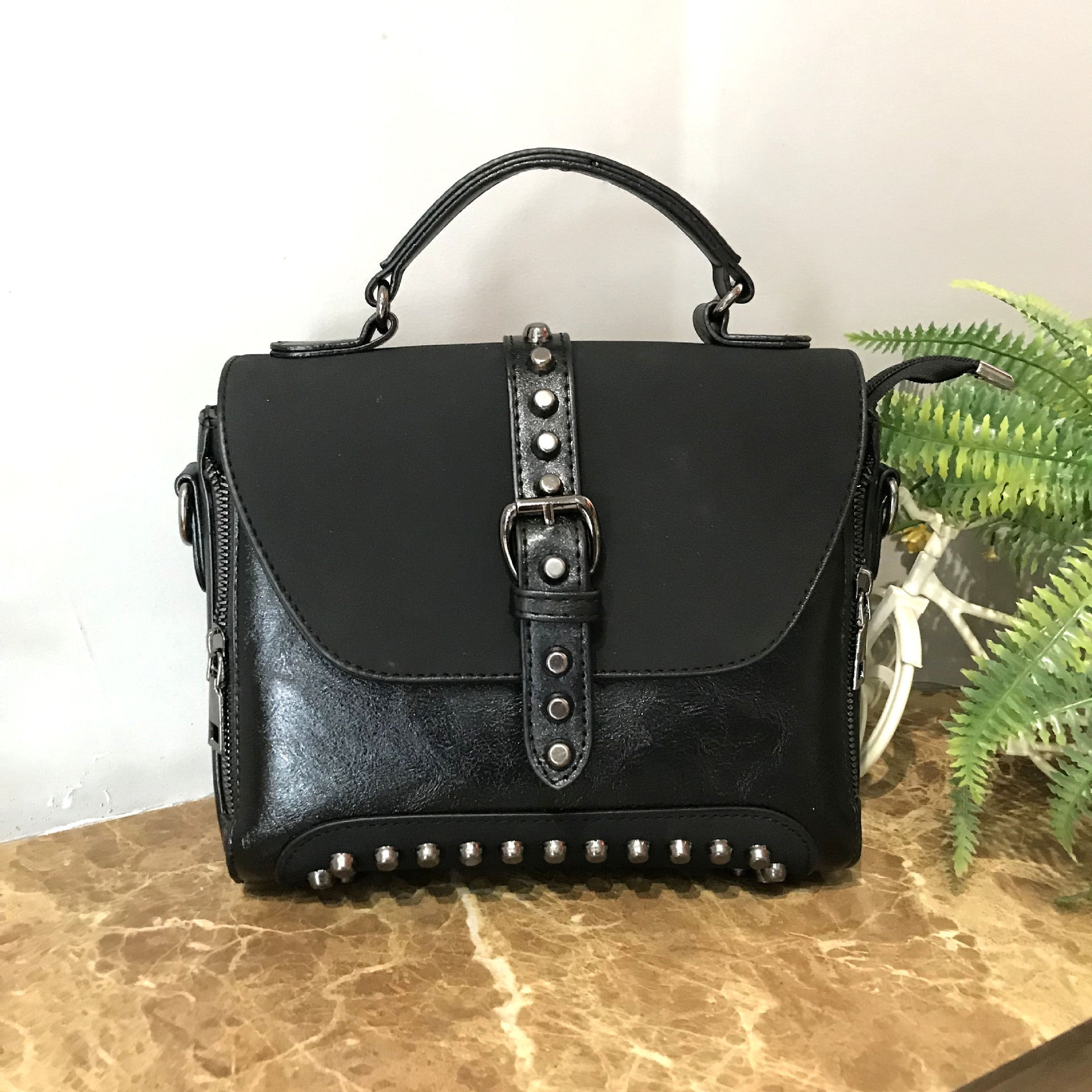 Studded Messenger Bag with Adjustable Strap in 13 Colors