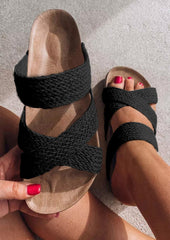 Cross Woven Strap Platform Sandals in 3 Colors