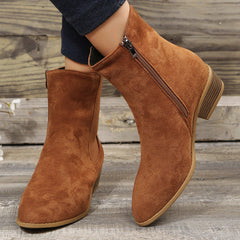 Suede Pointed Toe Low Heel Ankle Boots