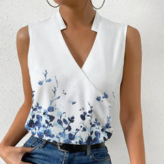 V-Neck Printed Sleeveless Top