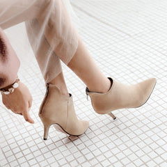 Suede Pointed Toe Ankle Boots with Stiletto Heel