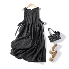 Sleeveless Checkered Midi Dress in 3 Colors M-2XL