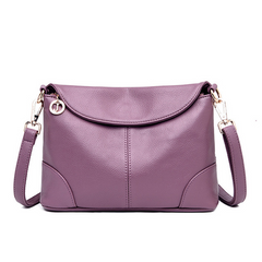 Leather Solid Colour Shoulder Bag with Zipper