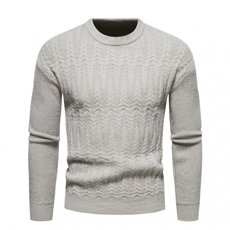 Men's Round Neck Jacquard Pullover Sweater in 8 Colors M-XXL
