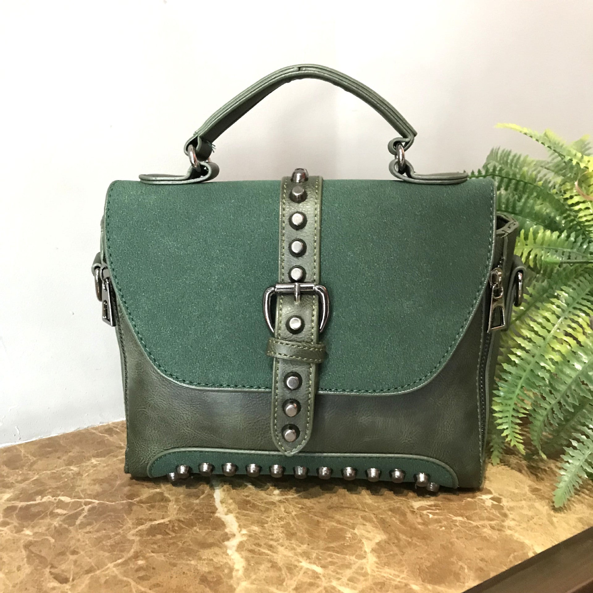 Studded Messenger Bag with Adjustable Strap in 13 Colors