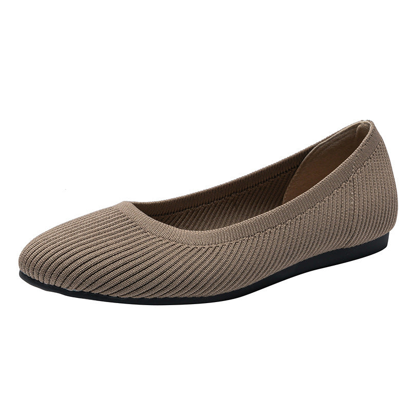 Solid Color Slip On Flats with Round Toe