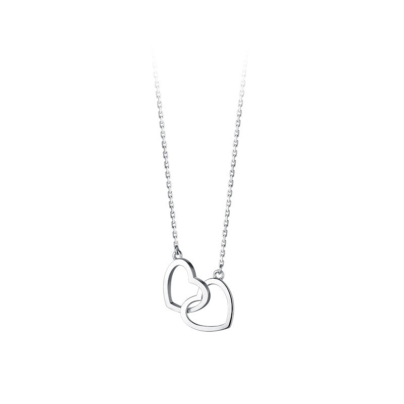 Interlocking Double Heart Gold or Silver Necklace