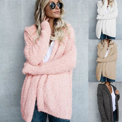 Long Sleeve Hooded Fleece Cardigan Jacket in 4 Colors S-5XL