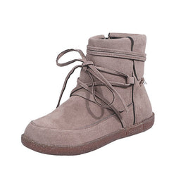 Suede Moccasin-Style Ankle Boots with Flat Heel