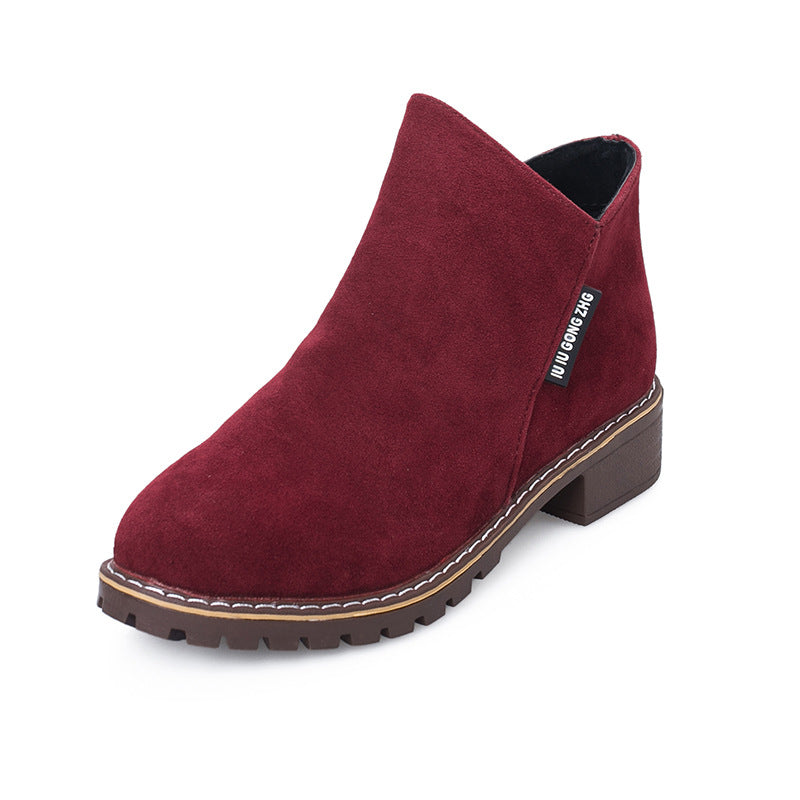 Stiefeletten mit niedrigem Absatz und Reißverschluss in 4 Farben