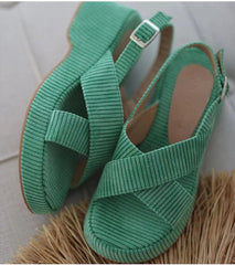Suede Cross Strap Open Toe Sandals in 3 Colors