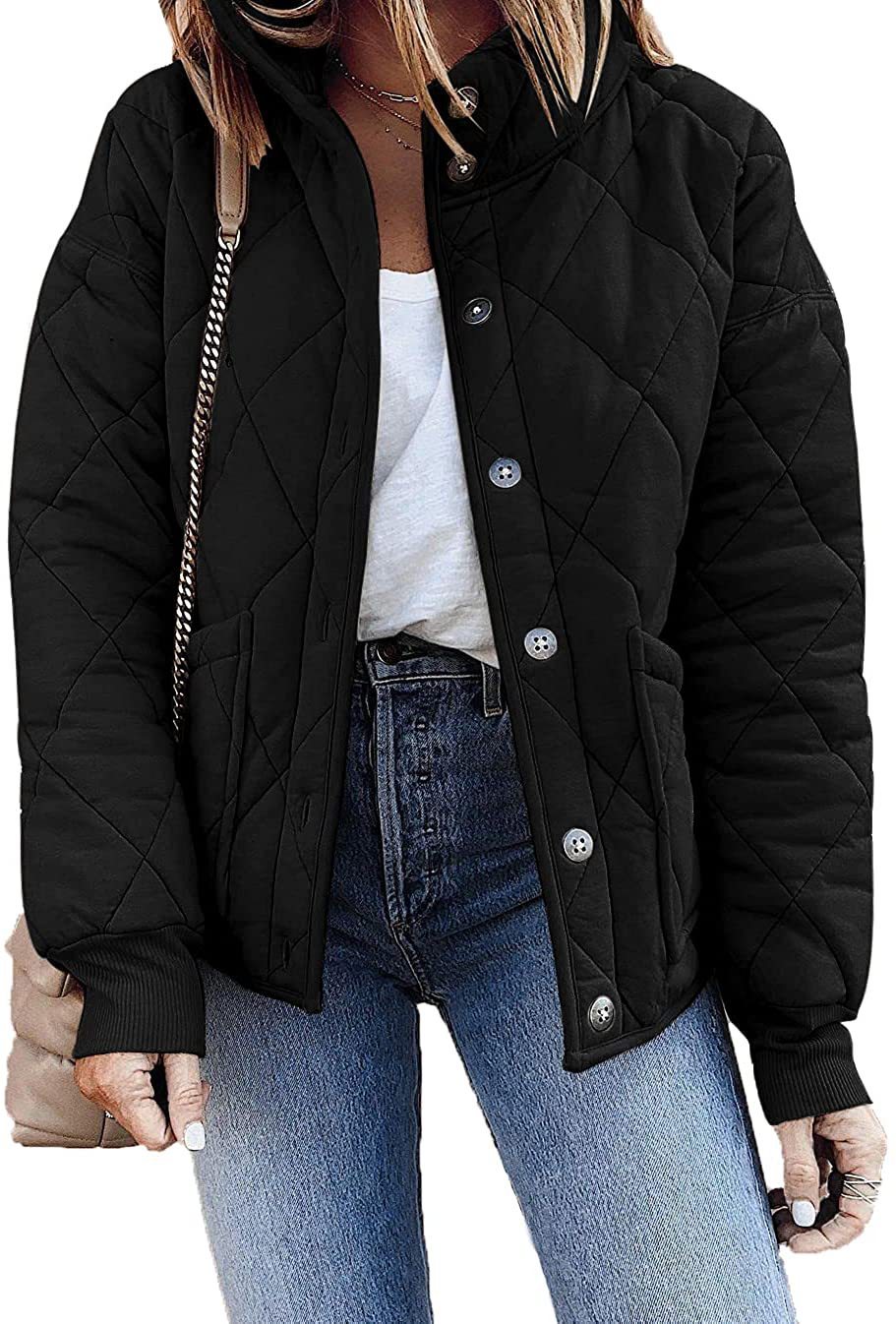 Long Sleeve Quilted Jacket with Pockets
