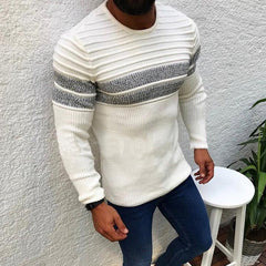 Men's Striped Round Neck Knit Sweater in 3 Colors S-XXL