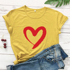 Short Sleeve Top with Heart in 7 Colors S-3XL