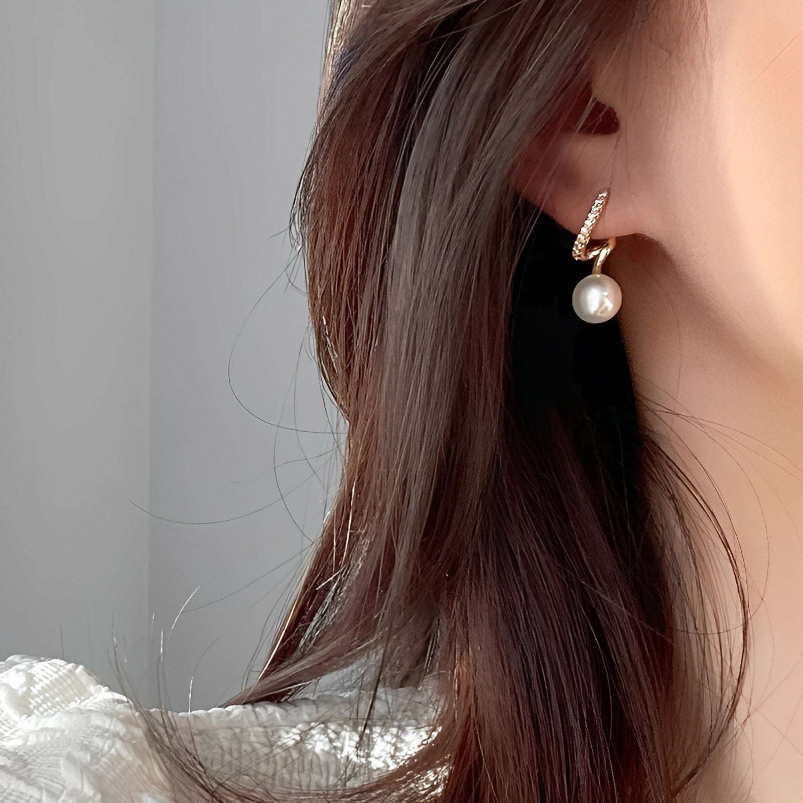 Faux Diamond and Pearl Drop Earrings