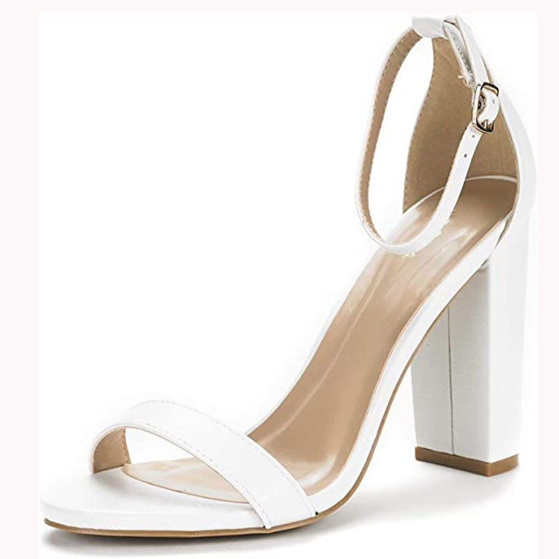 Suede High Block Heels with Ankle Strap