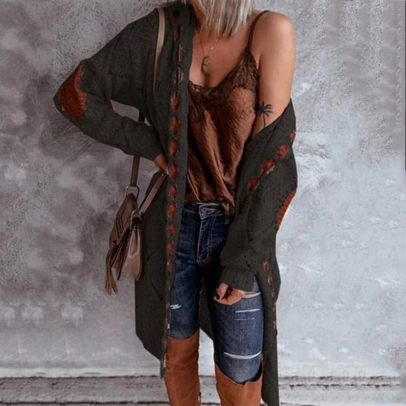 Knee-Length Hooded Cardigan