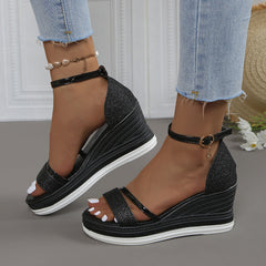 Sparkly Platform Wedge Sandals