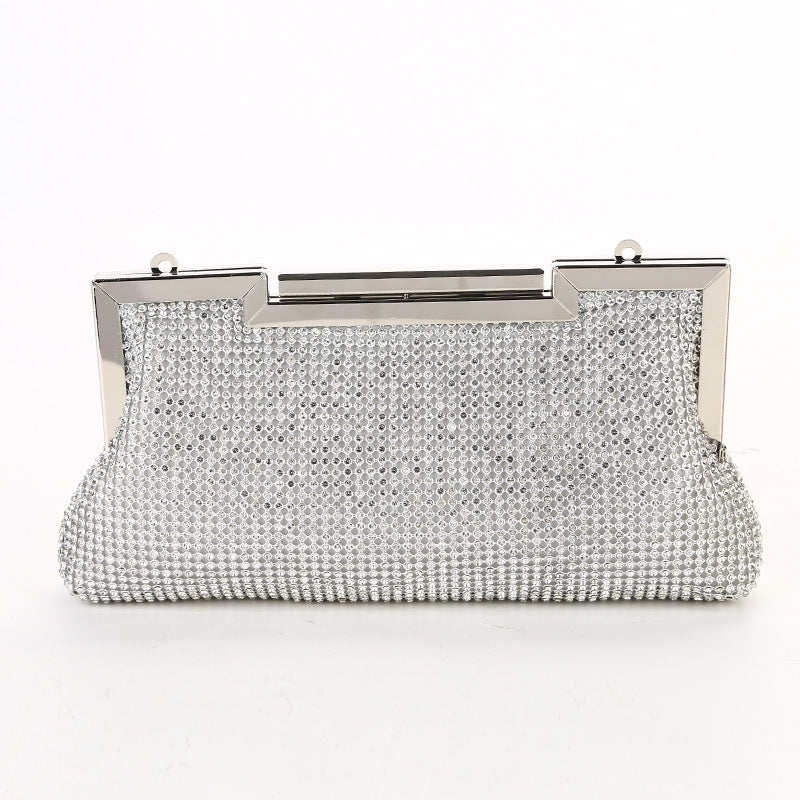 Sparkly Rhinestone Satin Clutch with Shoulder Strap