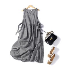 Sleeveless Checkered Midi Dress in 3 Colors M-2XL