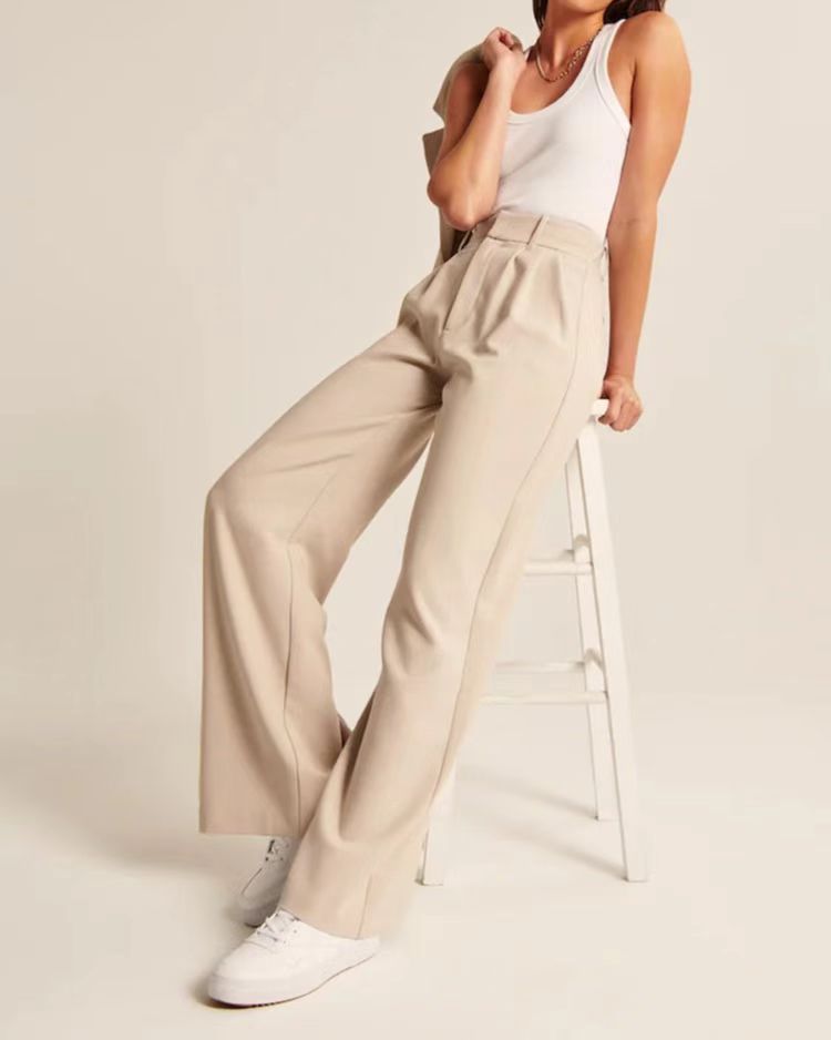 Pantalon large taille haute avec poches, 7 couleurs, S-5XL