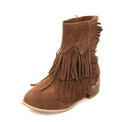 Suede Ankle Boots with Tassels in 4 Colors