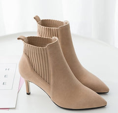 Suede Stiletto Boots with Pointed Toe