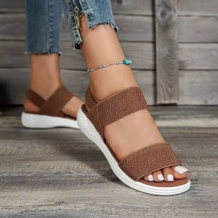 Wide Strap Flat Sandals with Ankle Band
