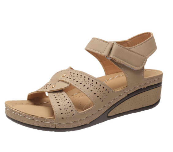 Cross-Strap Low Wedge Heel Sandals in 5 Colors