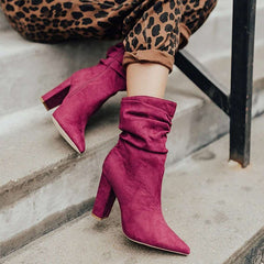 Suede High Heel Fashion Boots with Pointed Toe