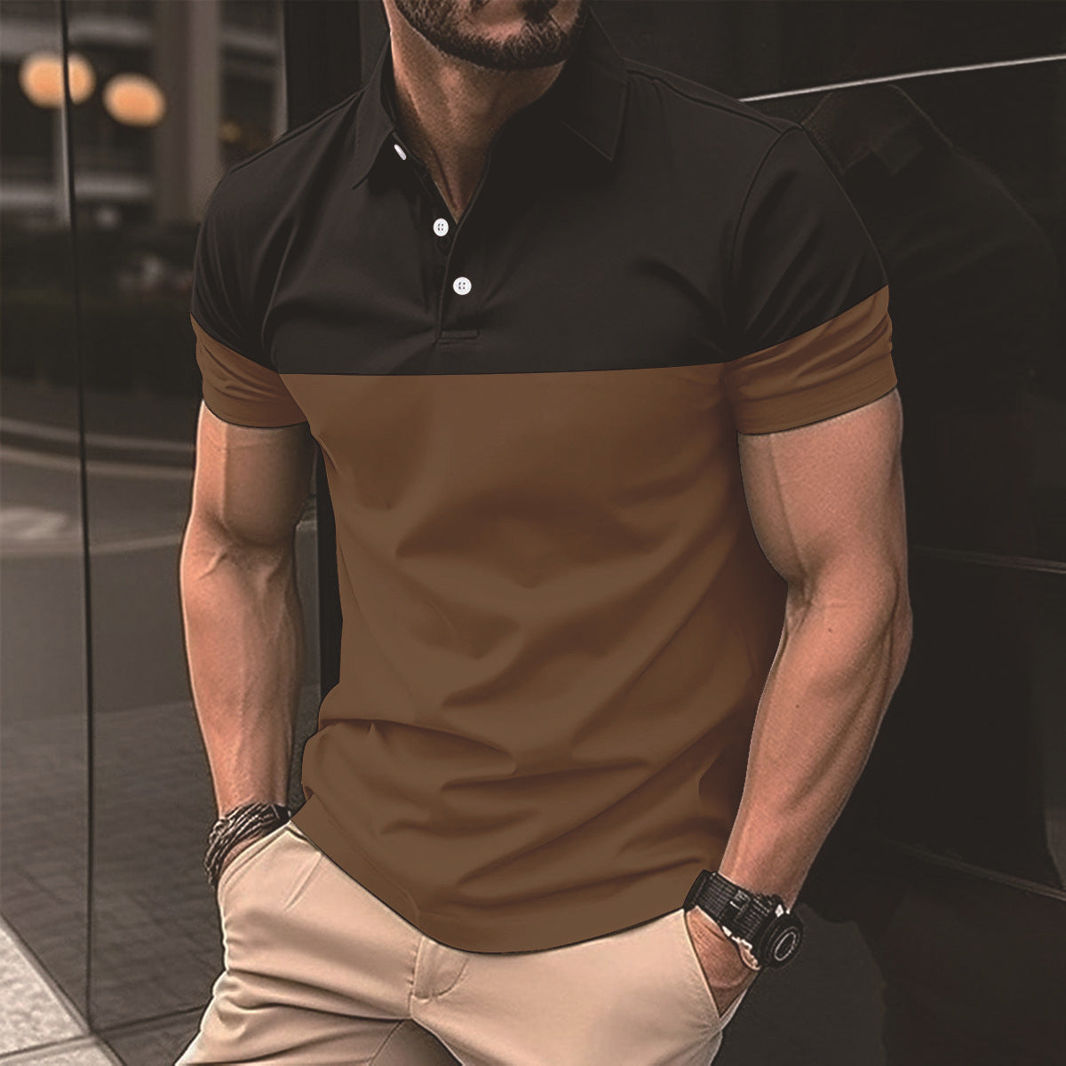 Men's Casual Colorblock Polo Shirt in 8 Colors S-XXXL